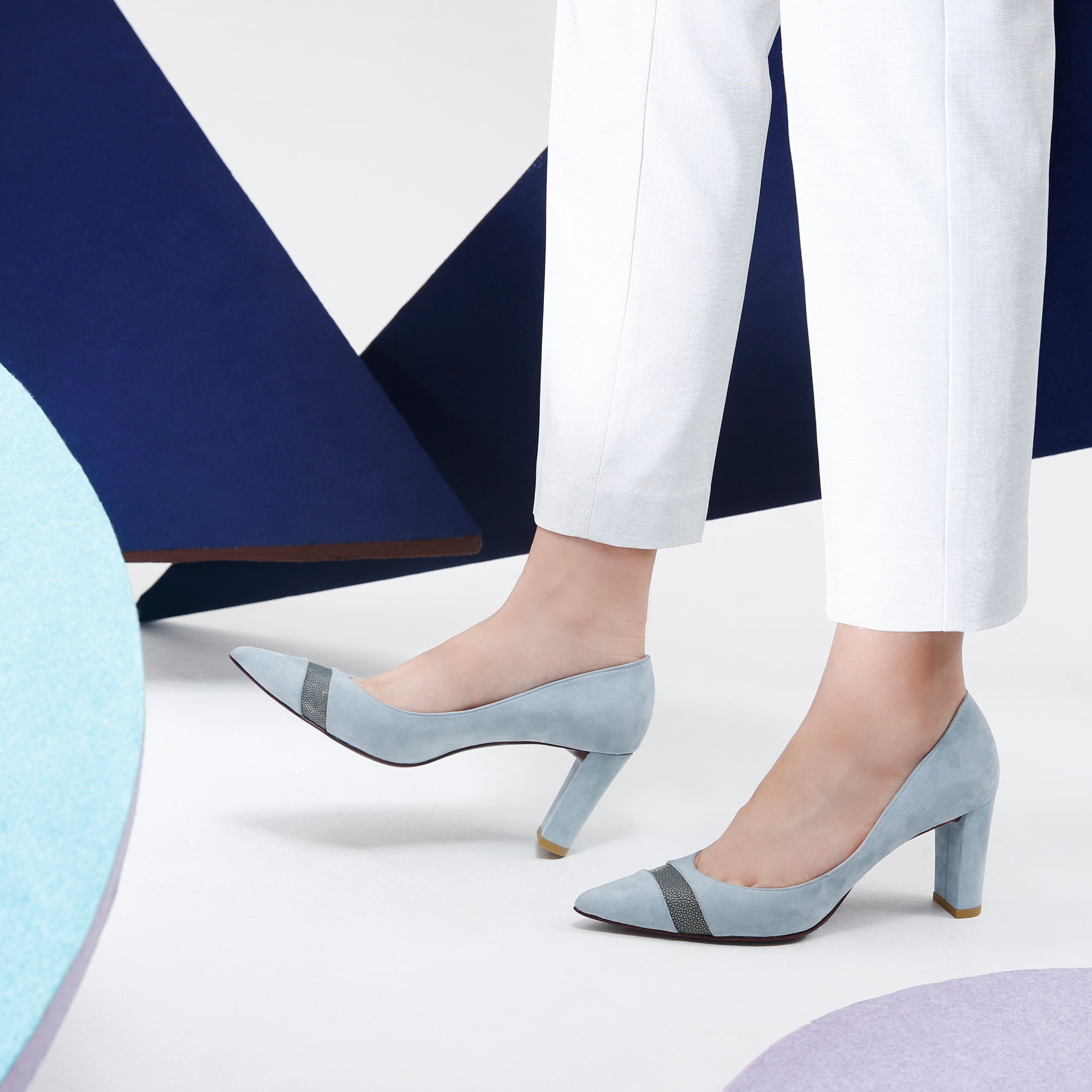 [women's] From Iris - à la plage - combination pumps - blue suede