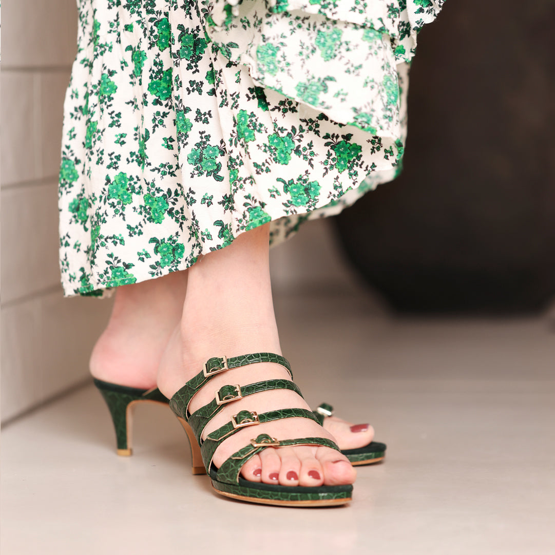 [women's] reunion - quattro sandals - green crocodile