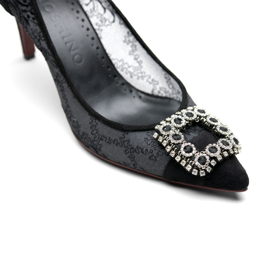 【TENSEI】quarter combination pumps with jewelry