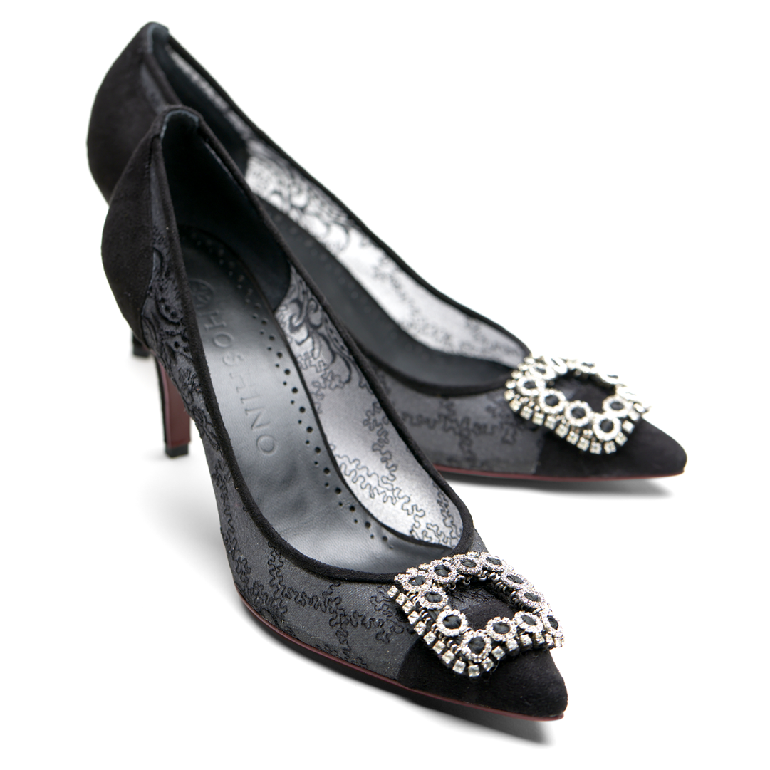 【TENSEI】quarter combination pumps with jewelry