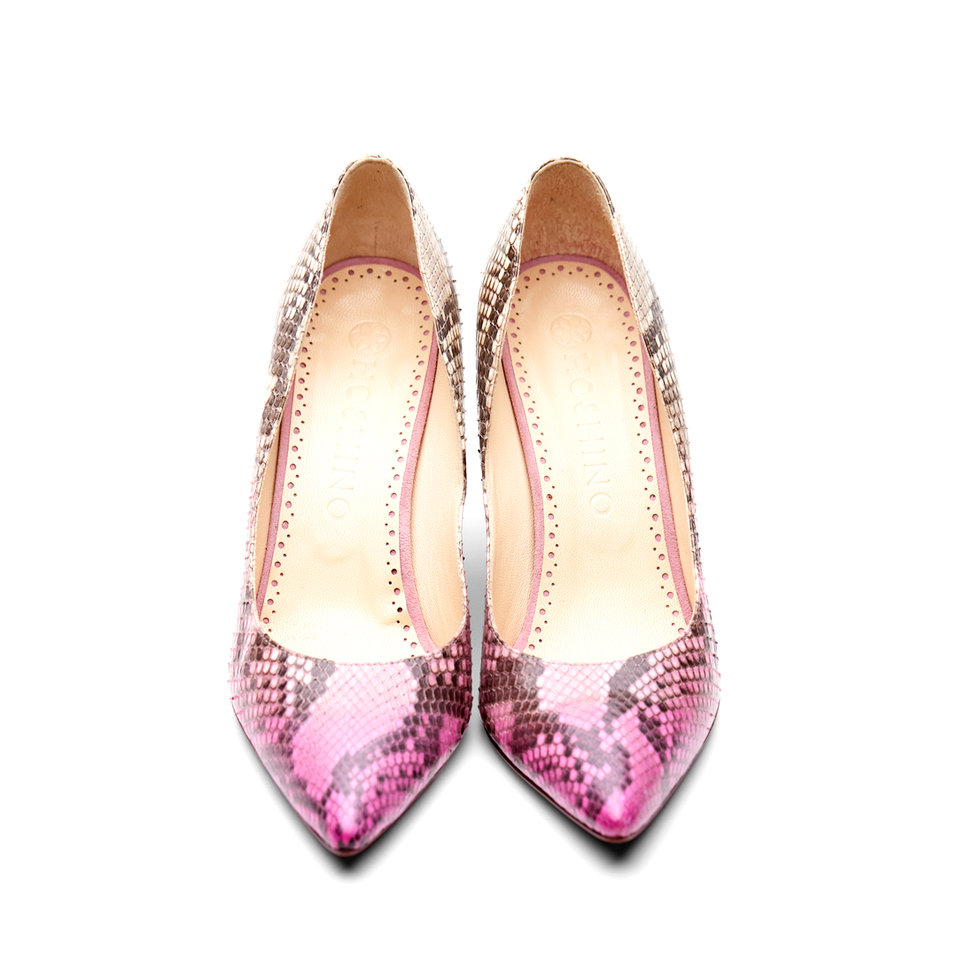 [women's] pumps - pink patina python