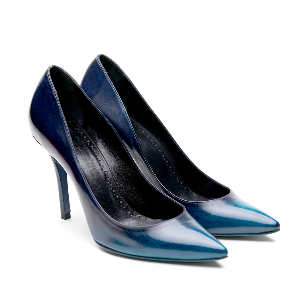 [women's] True North - northern lights - navy x sapphire blue patina baby calfskin