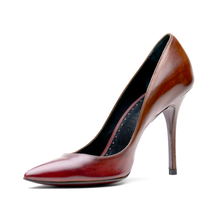 Load image into Gallery viewer, [women&#39;s] From Iris - Patine beak - pumps - burgundy x brown patina baby calfskin
