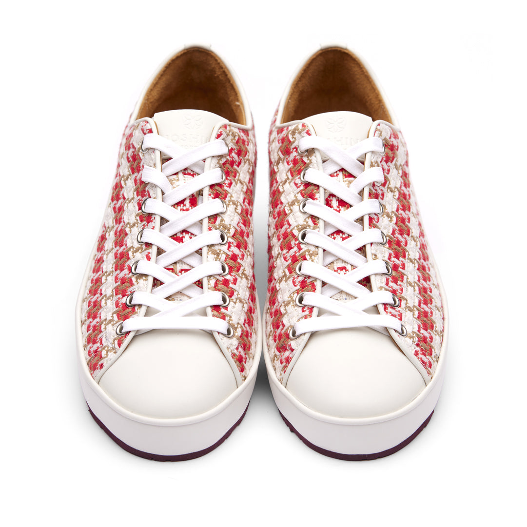 [women's] reunion - liberte sneakers - red tweed x white French calf