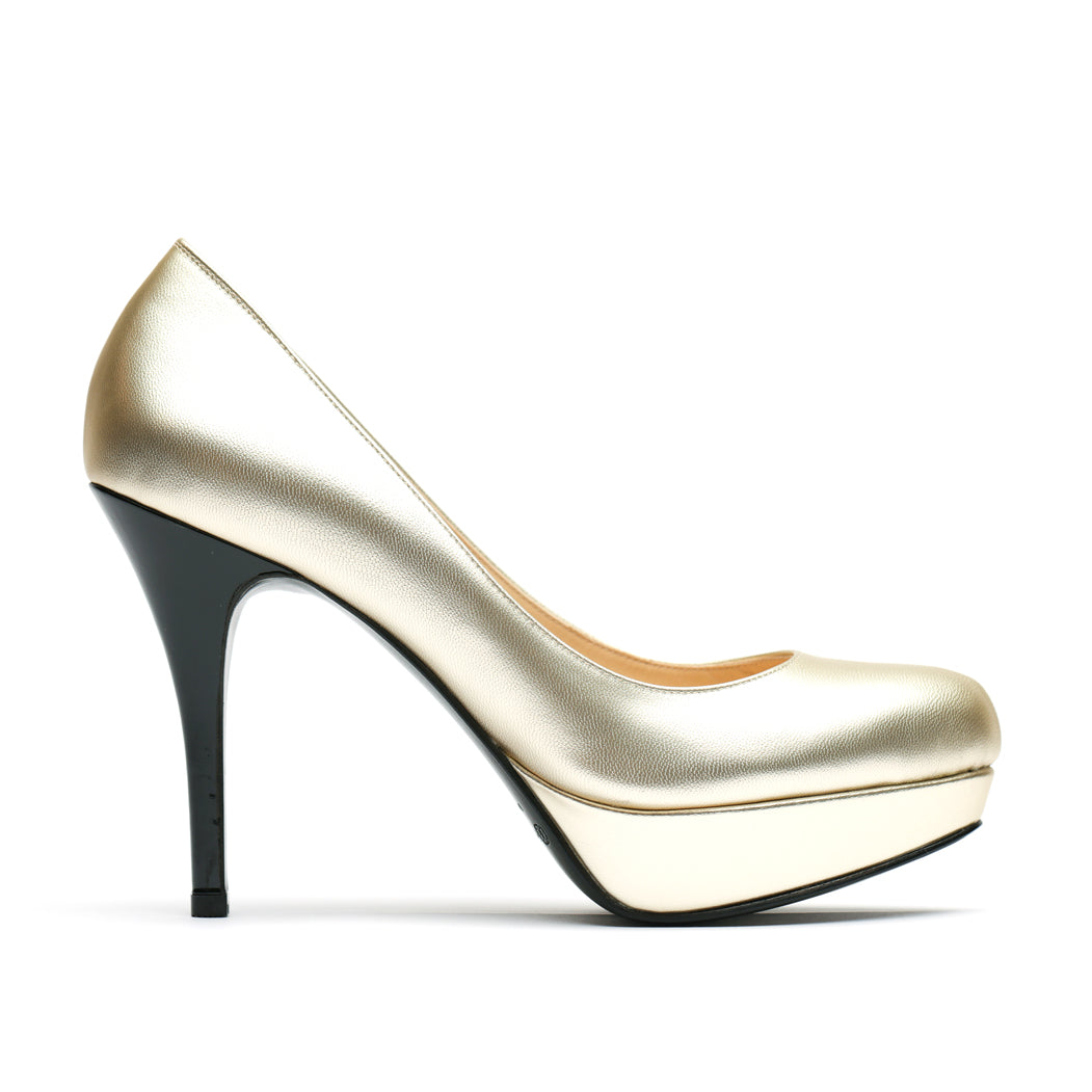 [women's] reunion - plain pumps - champagne metallic leather