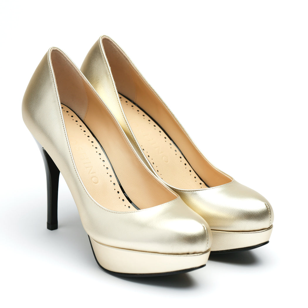 [women's] reunion - plain pumps - champagne metallic leather