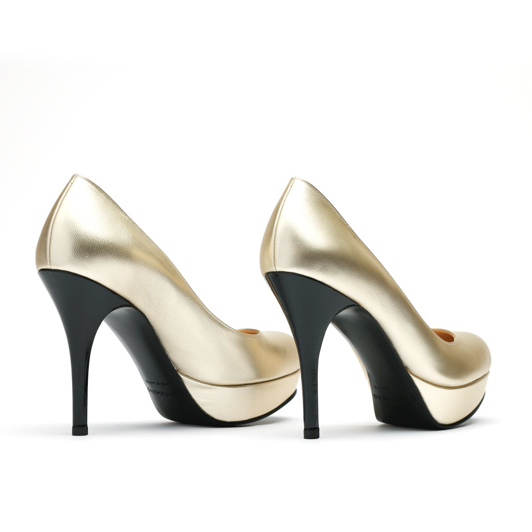 [women's] reunion - plain pumps - champagne metallic leather