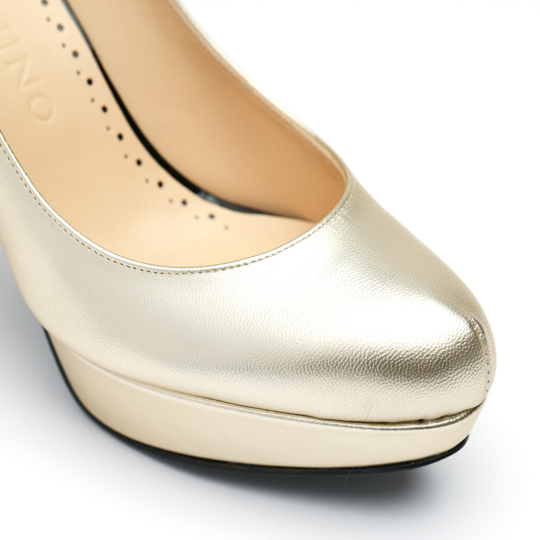 [women's] reunion - plain pumps - champagne metallic leather