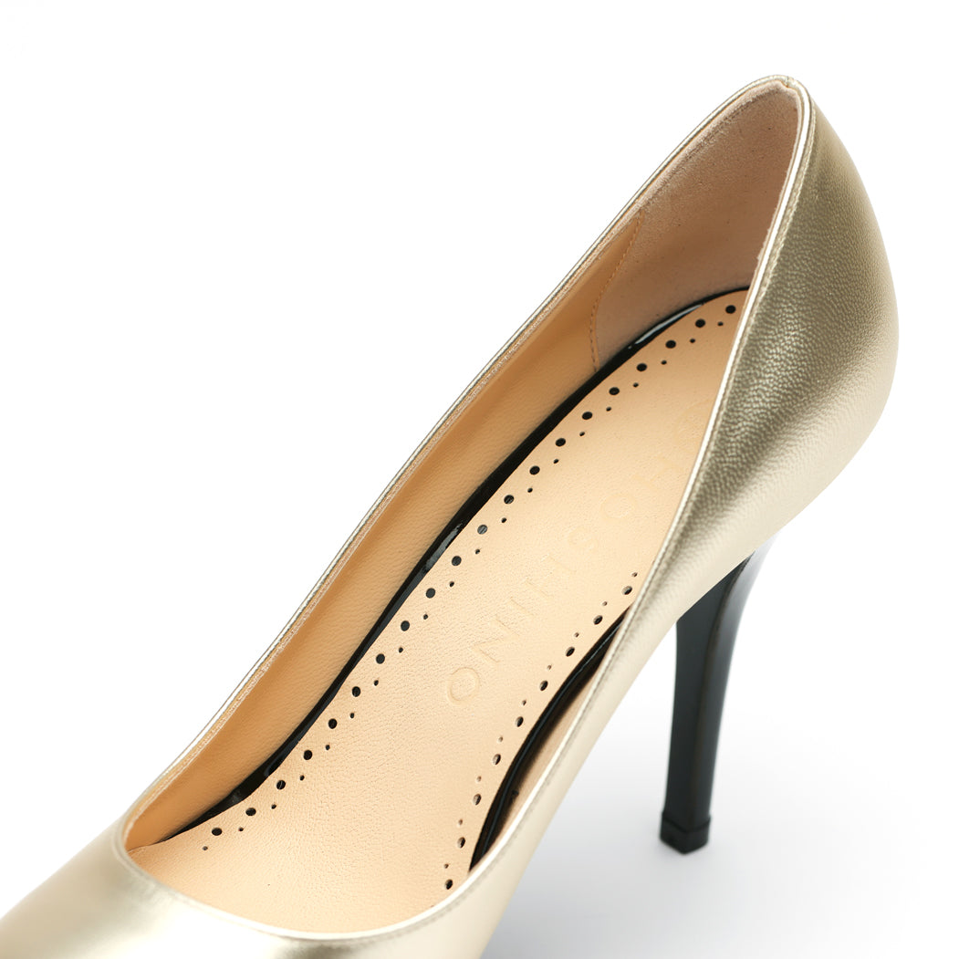 [women's] reunion - plain pumps - champagne metallic leather