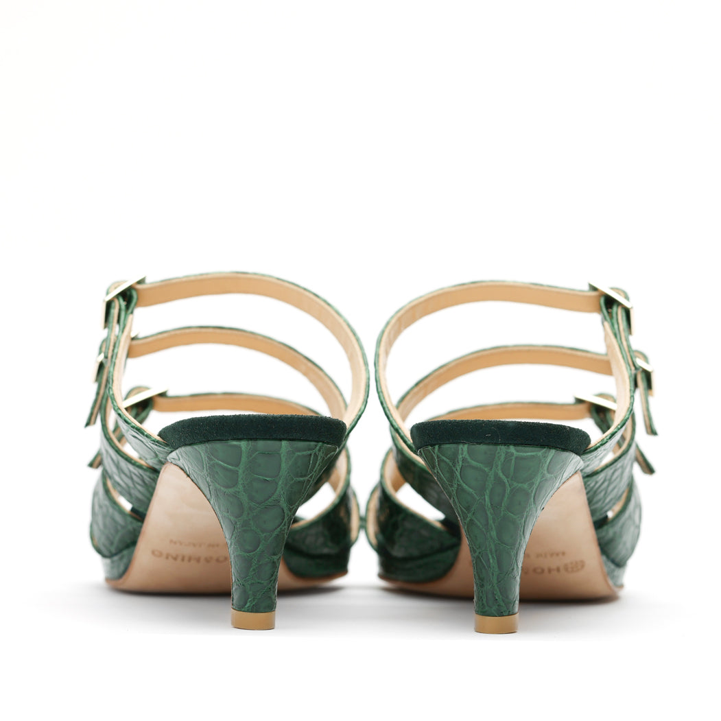 [women's] reunion - quattro sandals - green crocodile