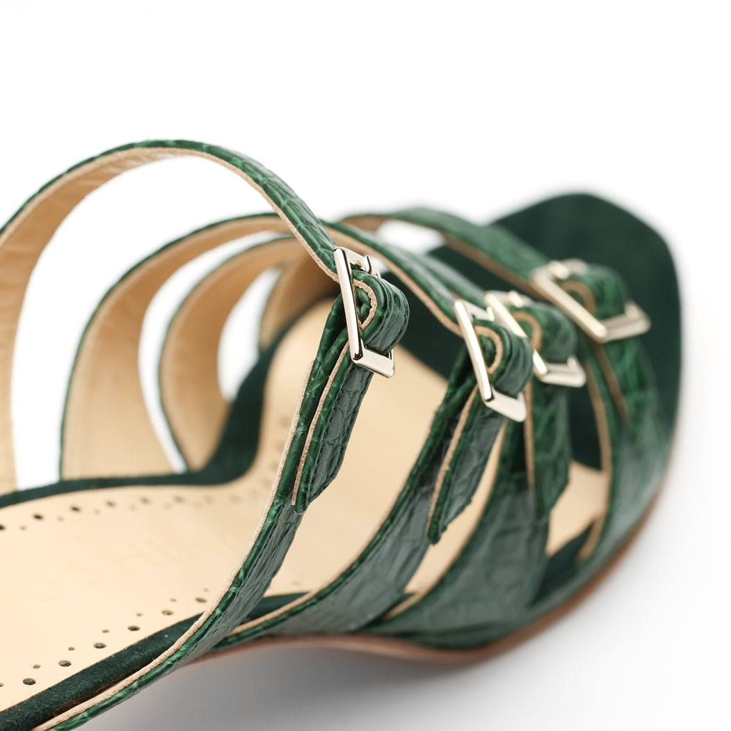 [women's] reunion - quattro sandals - green crocodile