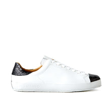 Load image into Gallery viewer, [men&#39;s] Liberte - low-top sneakers - combination toe white x black crocodile
