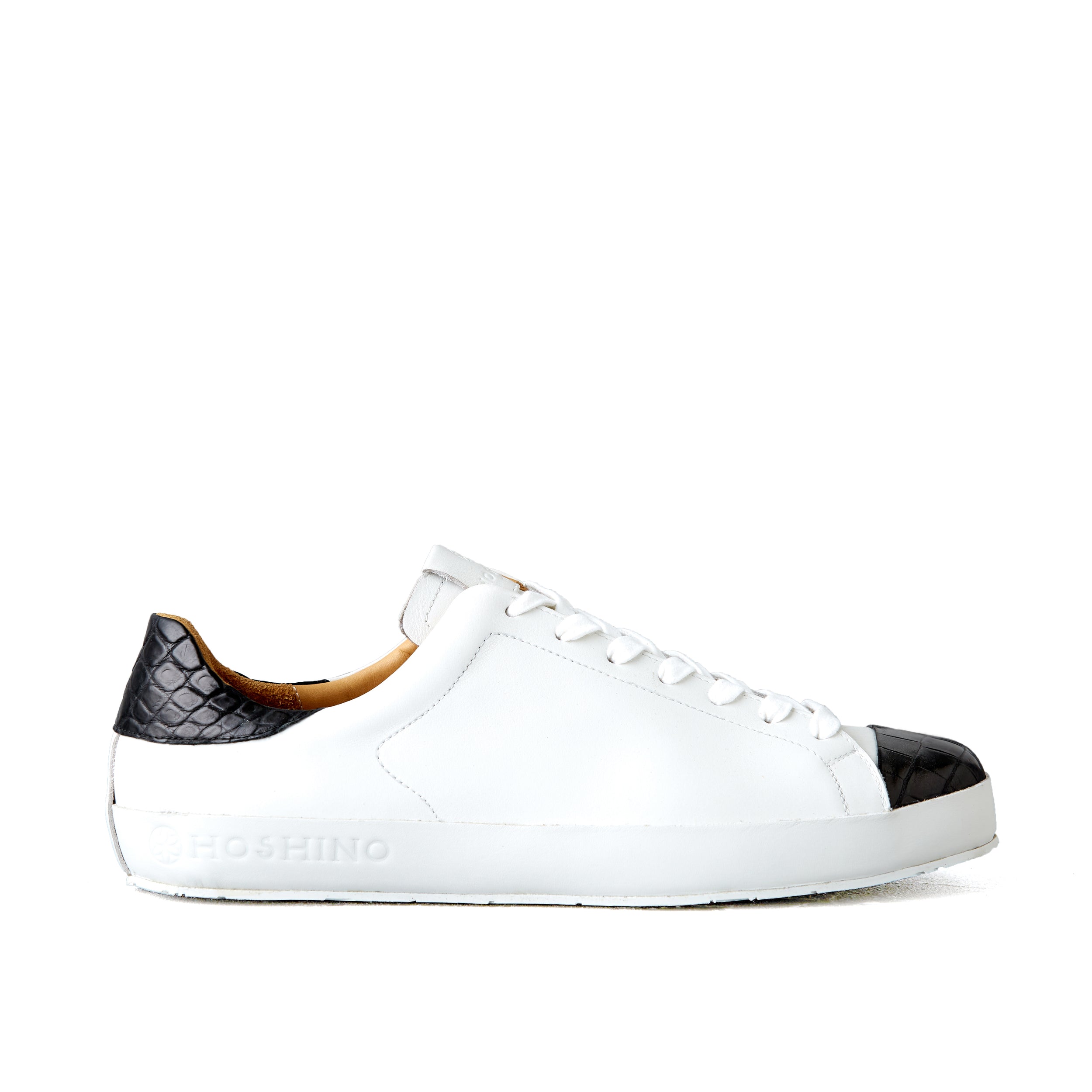 [men's] Liberte - low-top sneakers - combination toe white x black crocodile