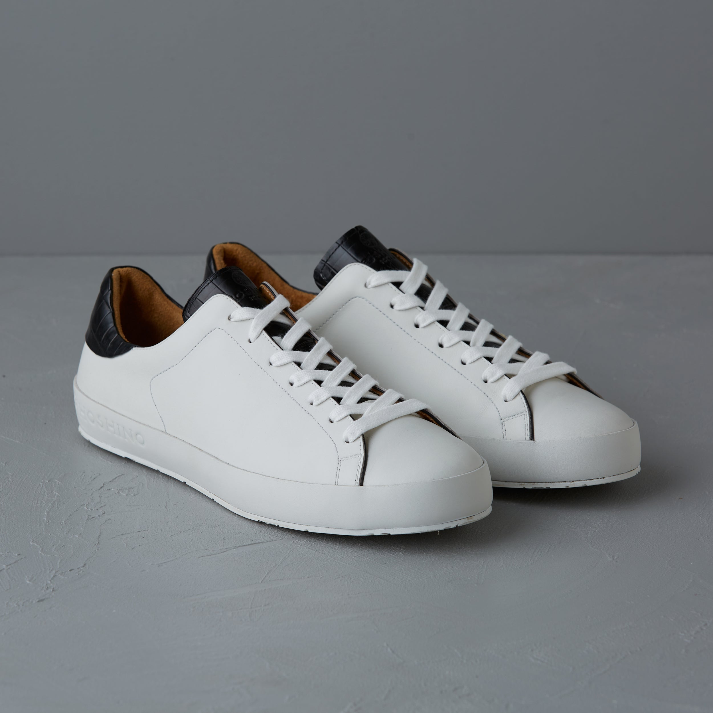 [men's] Liberte - low-top sneakers - combination tongue black and white crocodile