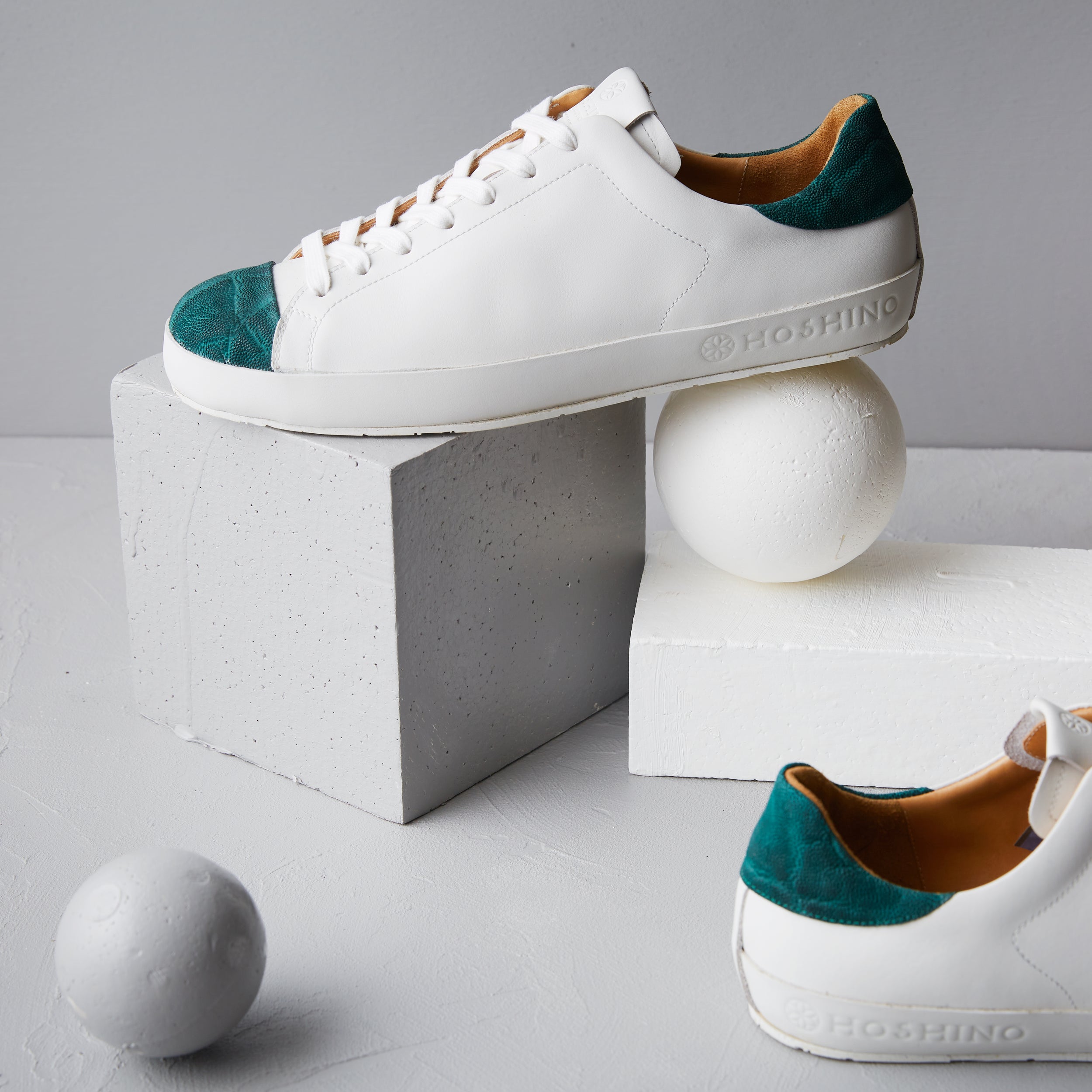 [men's] Liberte - low-top sneakers - combination toe white x green elephant