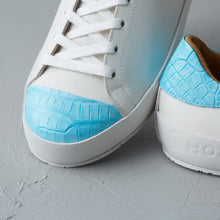 Load image into Gallery viewer, [women&#39;s] Liberte - low-top sneakers - combination toe white and blue crocodile

