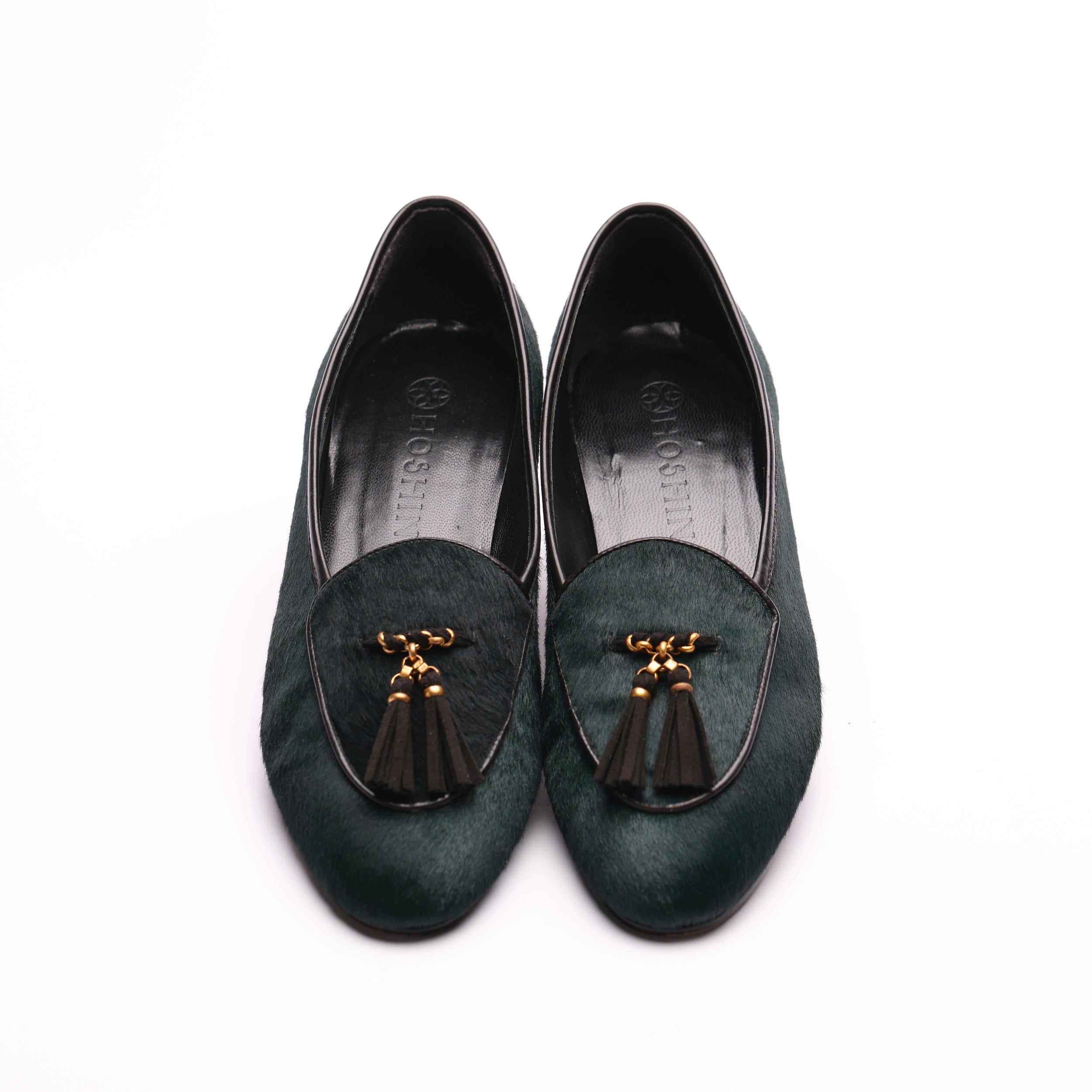 [women's] loafers - dark green calf hair