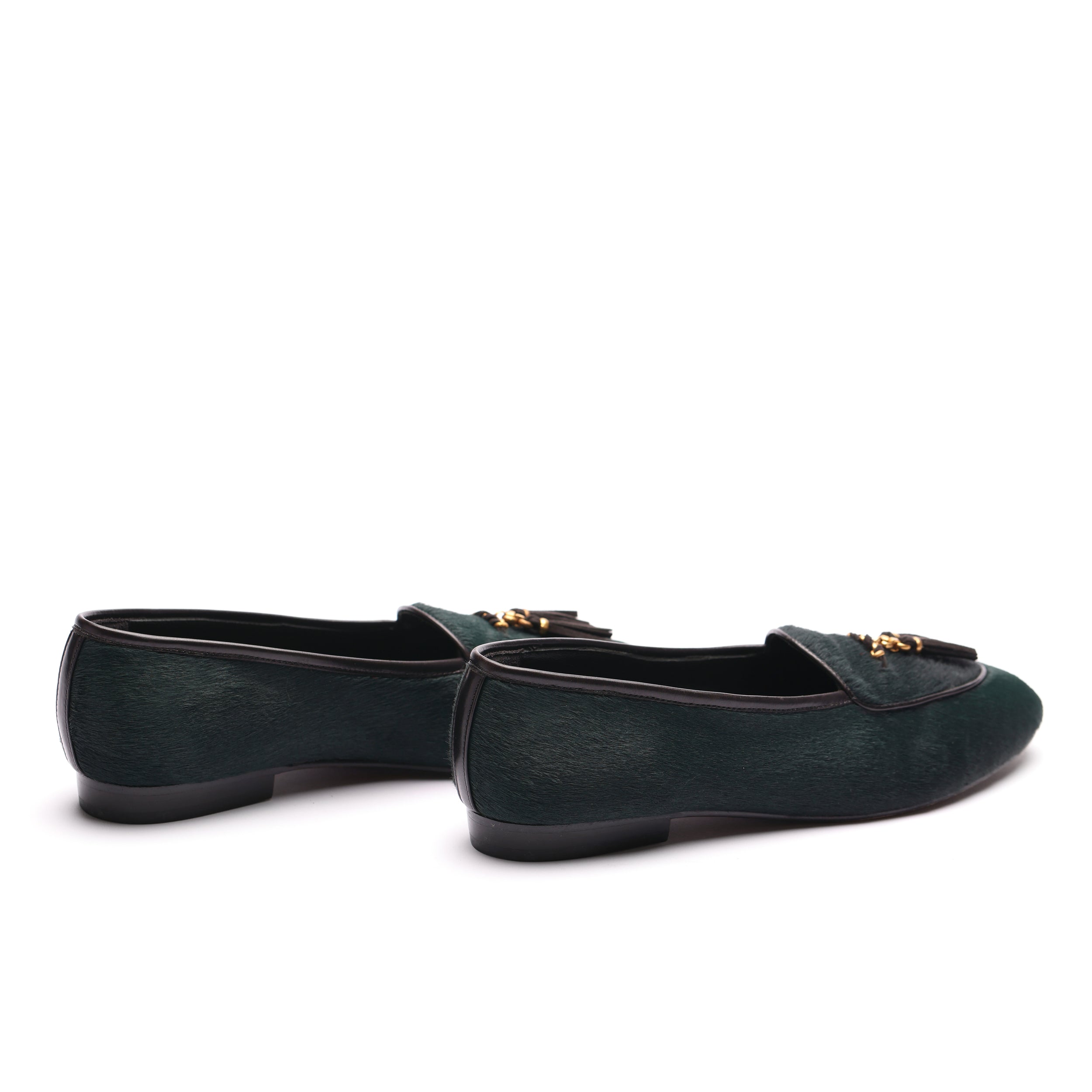 [women's] loafers - dark green calf hair