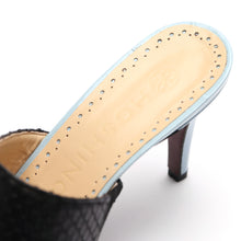 Load image into Gallery viewer, [women&#39;s] From Iris - combination mules - sky blue patent leather x black python
