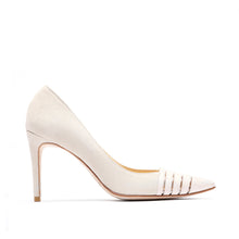 Load image into Gallery viewer, [women&#39;s] reunion - striped pumps - beige suede x cream baby calfskin
