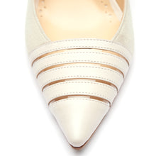 Load image into Gallery viewer, [women&#39;s] reunion - striped pumps - beige suede x cream baby calfskin
