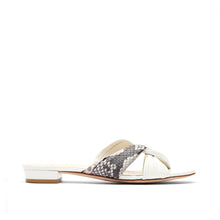 Load image into Gallery viewer, [women&#39;s] reunion - twist-front sandals - cream lambskin x white python
