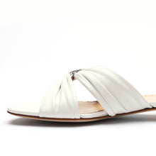 Load image into Gallery viewer, [women&#39;s] reunion - twist-front sandals - cream lambskin x white python
