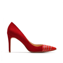 Load image into Gallery viewer, [women&#39;s] reunion - striped pumps - red suede x red baby calfskin

